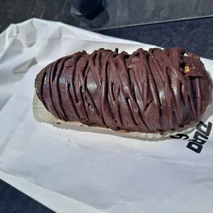 a chocolate covered doughnut