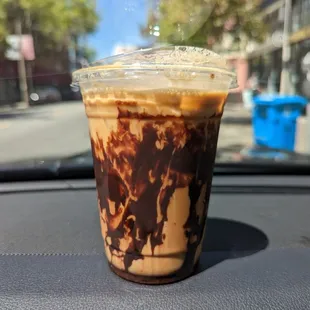 Black and white iced coffee