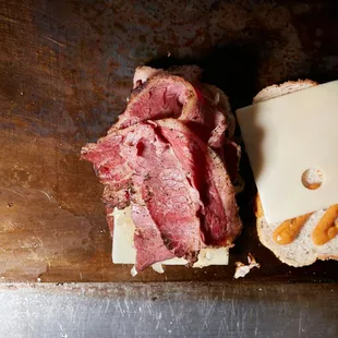 a meat and cheese sandwich