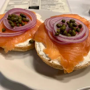 Open faced lox. Loads of deliciousness.