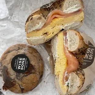 L.E.O Bagel Sandwich and Chocolate Chip Cookie