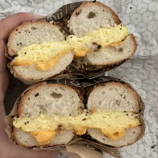 Bodega Egg and Cheese on everything bagel $9.23 with tax