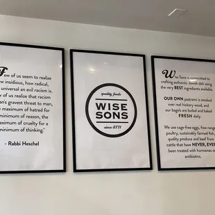 Signage inside of Wise Sons Jewish Deli in San Francisco.