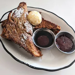 12/25/22 Challah French Toast, 100% Pure Maple Syrup, Strawberry Jam, Butter