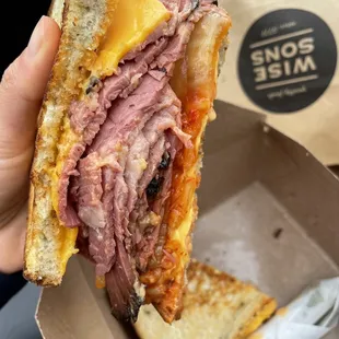 Kimchi Rueben sandwich cross section