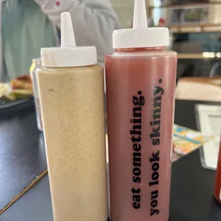 two bottles of ketchup