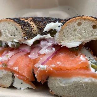 One bite and the tough bagel pushes all fillings out...