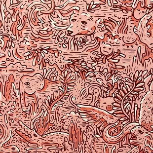 Wallpaper in the women's bathroom