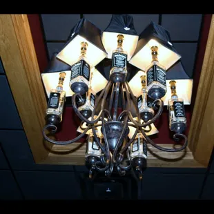 One of a kind Jack Daniels chandelier in the front entry.