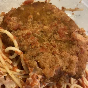 The backside of Chicken Parm