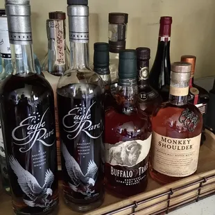 Eagle Rare, Buffalo Trace and Monkey Shoulder.