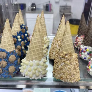 a variety of ice cream cones