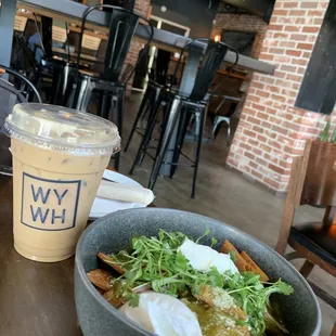 Fig &amp; date latte and Chilaquiles