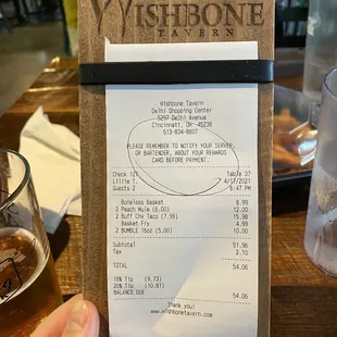 Our total check at the end