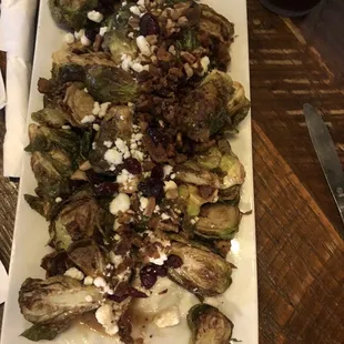 The brussels sprout appetizer was so good. It had goat cheese, cranberries and nuts on top, but they were perfection.