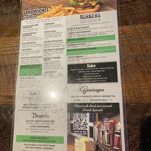 Back of menu