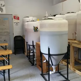 a row of water tanks