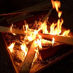 Wishon RV Village enjoying a warm fire  on a cold night.