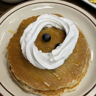 Lemon Blueberry pancakes - whipped cream was taken off - will get without next time. Takes away from the yummy lemon.