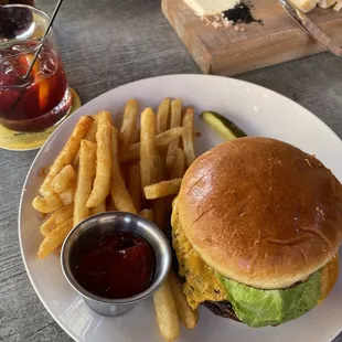 Walnut Burger with truffle fries