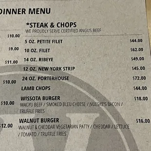 The meat menu
