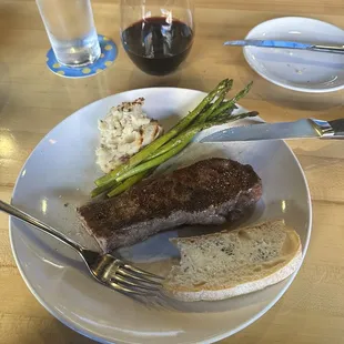 12 oz. New York Strip Grilled Asparagus Garlic Chive Whipped Potato