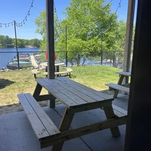 View from the deck!  Shaded picnic table or umbrella over a table