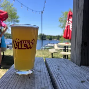 The View of the View glass filled with a 16oz local draft ($3.75)