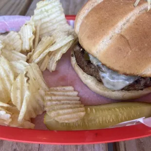 Paint Creek Burger with Chips ($9.25)