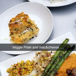 Vegetable Platter, Mac&amp;Cheese and Half Rack of Lamb