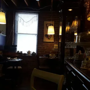 the interior of a tea shop