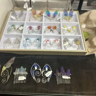 Cute little ear jewelry made with gemstones - I believe they are handmade