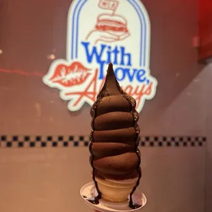 Vanilla custard with chocolate dip