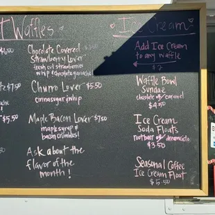 Sweet waffles menu