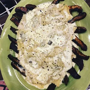 Portobello Ravioli with Parmesan Sauce
