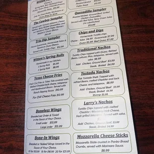 Appetizers Menu July 2022