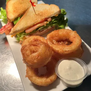 Club Sandwich w/ house made onion rings