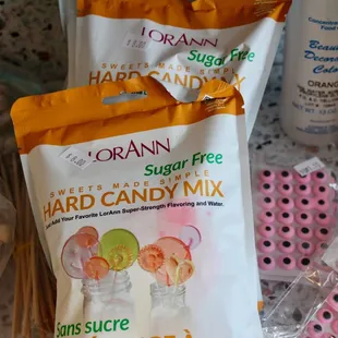 Supplies for making hard candy and molding, including molds, lay-ons, flavors, colors, sticks and cello bags.