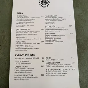 menu