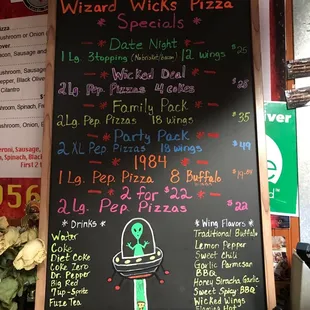 menu, pizza