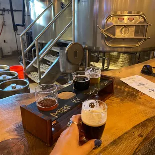 Beer flight. Brewing tanks