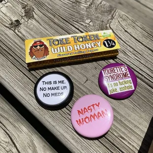 Kick ass pins &amp; wild honey flavored rolling paper for a pinch of tobacco