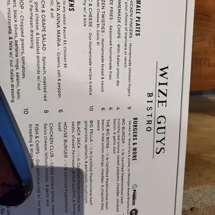 The menu