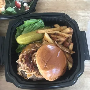 Big boss burger with fries