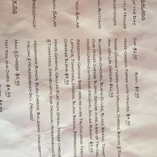 A menu