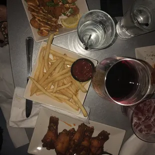 Wings, fries, &amp; hot tail(fried lobster)