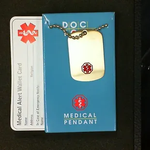 Medical alert tags available in different sizes