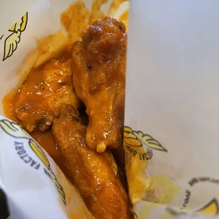 chicken wings in a basket