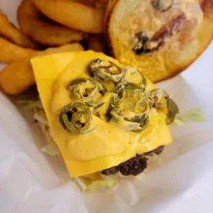 Steak burger with Jalapeños