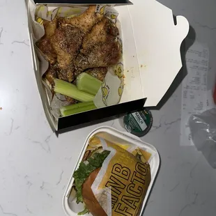Korean BBQ burger and honey garlic wings